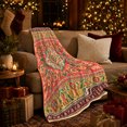 thumbnail image 3 of Bohemian Floral Pumpkin Bat Autumn Festive, Festive Botanical Garden Scene, Warm Flannel Blanket for Sunroom and Reading Nook, Garden Lovers Thanksgiving Gift, Artistic Home Decor, 3 of 9
