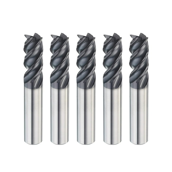 SPEED TIGER Moulin à Bout Carré en Carbure - 4 Flûtes - IPVE5/16 4 (5 Pcs, 5/16 Pouces) - Espacement Inégal entre Flûtes & Design Helix - Anti-Vibration - pour Acier Inoxydable - Ensembles de Bits pour DIYers & Professionnels