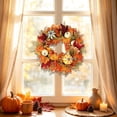 thumbnail image 5 of Yhmxh 18 Inch Fall Wreath for Front Door Decor, Artificial Maple Leaves Pumpkins Sunflower Wreath Decor, Farmhouse Autumn Harvest Wreath for Window Porch Thanksgiving & Outdoor Decor, 5 of 6