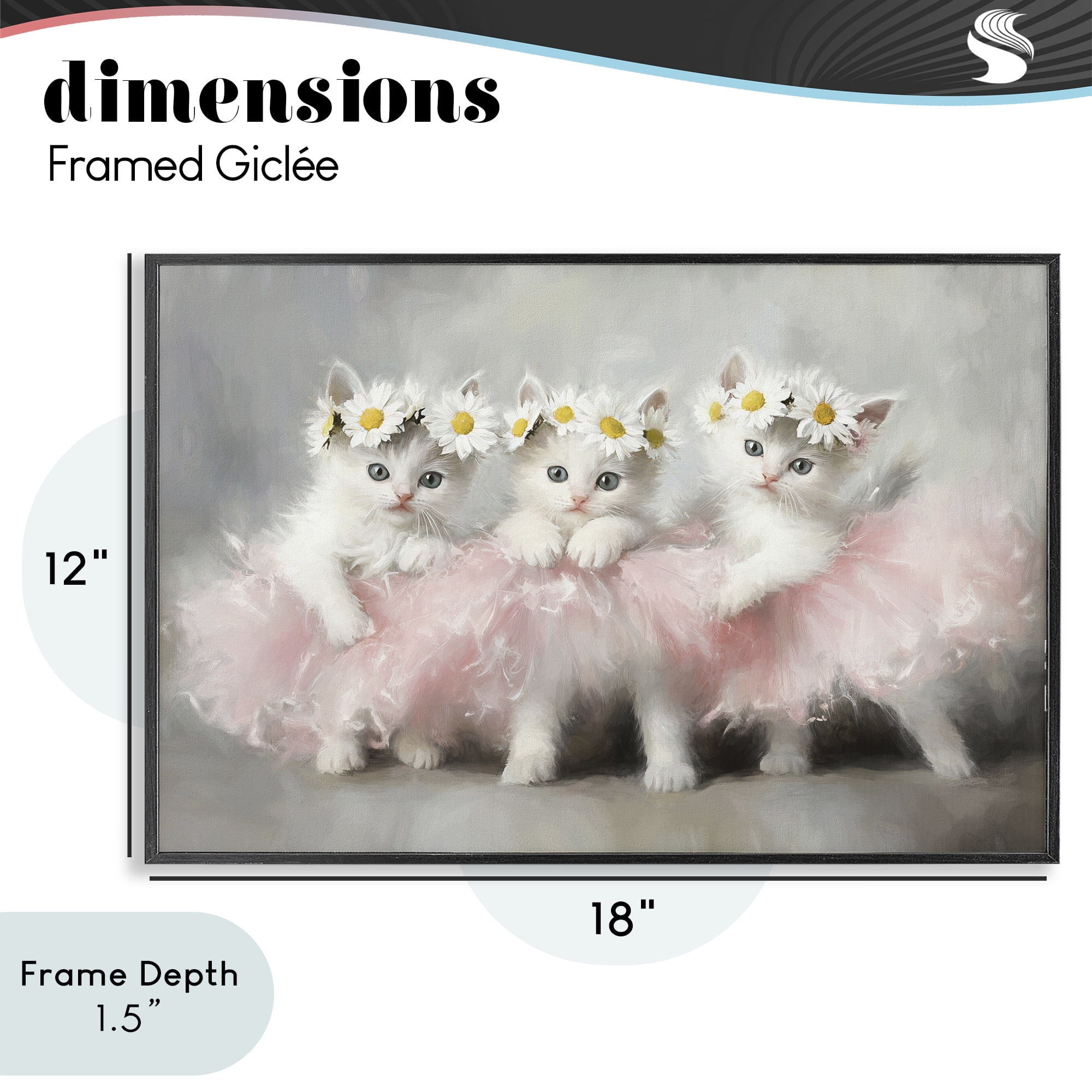 Stupell Industries Dancing Kittens in Tutus Black Framed Giclee Art, design by Tina LeCour