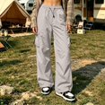 thumbnail image 5 of Evdexr Parachute Cargo Pants for Women Baggy Drawstring Sweatpants with Pockets Fall Winter Trendy Y2k Joggers Wide Leg Lightweight Loose Fit Trousers S, 5 of 6