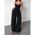 thumbnail image 6 of Women's Wide Leg Spaghetti Strap One Piece Baggy Pants Outfit Jumpsuit Romper for Summer Black L, 6 of 8