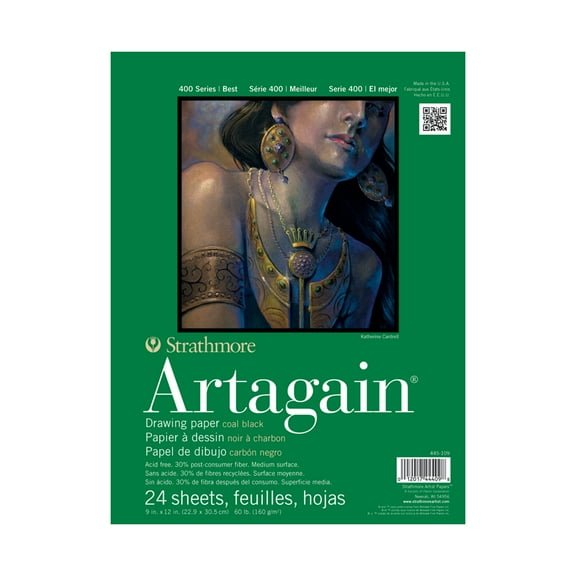 Strathmore Black Artagain Pad, 400 Series, 24 Sheets, 9" x 12"