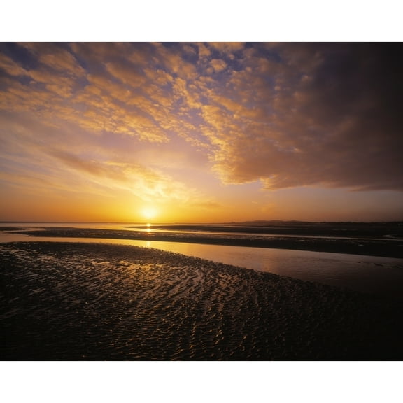 Posterazzi DPI1800123 Sunrise Sandymount Strand Dun Laoghaire Co Dublin Poster Print by The Irish Image Collection, 16 x 12