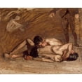 thumbnail image 2 of Thomas Eakins 14x12 Black Ornate Wood Framed Double Matted Museum Art Print Titled: Wrestlers (circa 1899), 2 of 5