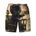 thumbnail image 4 of Lsque Mens Swim Trunks Adorable Kitten On Mini Train Pattern - Bathing Suit Compression Liner - Beach Swim Shorts Swimwear - (S-3XL) - Stretch Quick Dry -X-Large, 4 of 9
