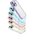 thumbnail image 5 of Case for iPhone 12 Pro Cute Curly Wave Frame Shape Soft TPU Silicone Phone Case for Women Girls, Anti-Scratch Shockproof Protective Case for iPhone 12 Pro, Light Blue, 5 of 11