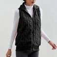thumbnail image 6 of WTOBBY Women's Fashionable Plaid Comfortable Fleece Cardigan Vest Stand Collar Sleeveless Women's Jacket, Lightweight Layering Piece with Chic and Modern Design,Black L, 6 of 7