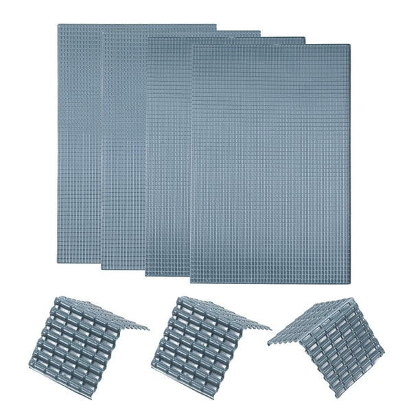 Miniatura Techo Tejas PVC Modelo Tejado Azulejos Mini DIY Azulejos Modelo Edificio Juego para Jardín Arena Mesa 29.5x19.5cm/1.16x0.76 Oscuro Gris Paquete de 4,1:50