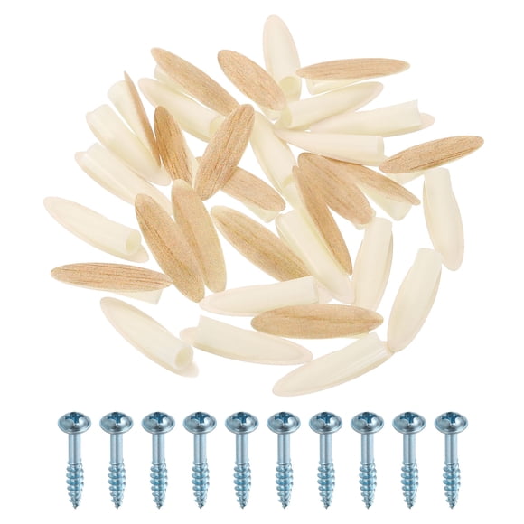 Uxcell 100 Pack Plastic Pocket Hole Plugs, 9mm Slant Hole Caps with Pocket Screws for Pocket Hole Jig Wood Working Tool Accessories, Wood Grain Yellow