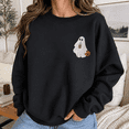 thumbnail image 5 of Halloween Shirt, Pocket Ghost Drinking Iced Coffee Sweatshirt, Cute Pumpkin Hoodie, Minimalist Spooky T-Shirt, Fall Gift for Women, 5 of 9