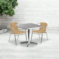 thumbnail image 2 of Flash Furniture 31.5'' Square Aluminum Indoor-Outdoor Table Set with 2 Beige Rattan Chairs, 2 of 5