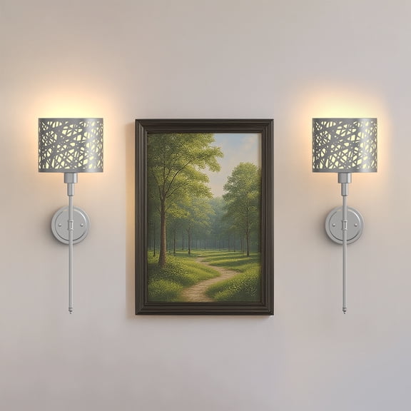 YANSUN 24.5 in 1-Light Chrome Dimmable Wall Sconce, Half Cylinder Wall Lights with Remote for Bedroom, Living Room, Hallway(2-Pack)