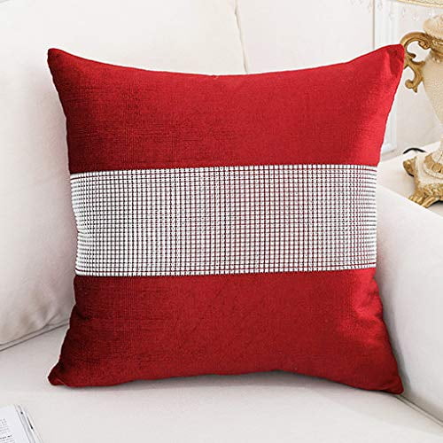 HeMiaor Set of 2 Red Cushion Cases for Christmas Sofa Decoration Luxurious Pillowcase 18x18 Inches