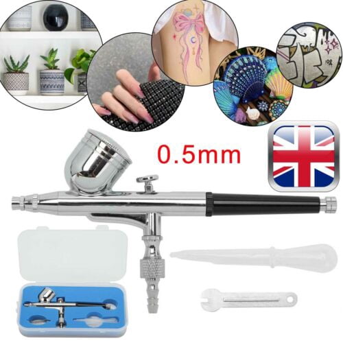Dual Action Gravity Feed 0.5Mm Spray Gun Airbrush Nail Art Paint Kit Tattoo