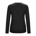 thumbnail image 7 of Lenpel Womens Long Sleeve Tops Cowl Neck Casual Solid Color Shirts Stretch Comfy Soft Fashion Ruched Blouses Fall Outfits, 7 of 7