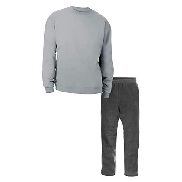 Men Sweatsuits Light Steel top with Charcoal Heather Sweatpants Set