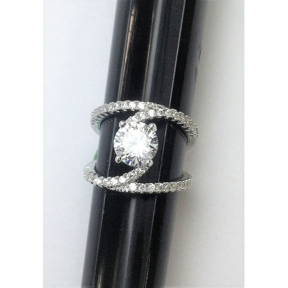 R.S. Covenant 033 sz 5 6125 Faux Double Cz Band Ring With Centered Cz