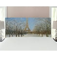 thumbnail image 1 of Country Headboard, Winter Scene of Historical Eiffel Tower in Paris Snowy City Europe Urban View, Upholstered Decorative Metal Bed Headboard with Memory Foam, Full Size, White Blue Grey, by Ambesonne, 1 of 4