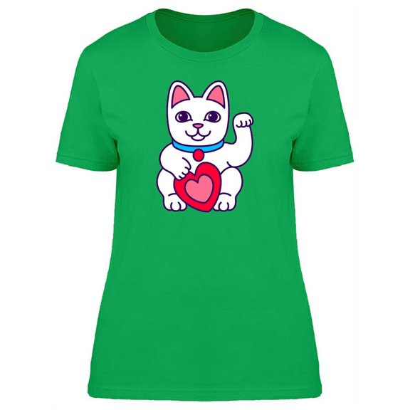 Lucky Cat Heart And Collar T-Shirt Women -Image by Shutterstock, Female Small