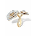 thumbnail image 2 of PalmBeach Jewelry Round Cubic Zirconia Rose Flower Cocktail Wrap Ring 2.81 TCW Gold-Plated, 2 of 6