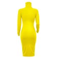 thumbnail image 5 of YWDJ Long Fall Dresses for Women 2022 Women Fashion Slim High Neck Long Dress Long Sleeve Pure Color Dress Yellow XS, 5 of 8