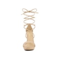 thumbnail image 6 of BLISSFUL STEP Women's Sandals Stiletto Heels Platform Heels Lace up Sandals Beige 6, 6 of 8