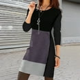 thumbnail image 2 of XIAOCHA Women's Color Block Long Sleeve Tunic Dress Round Neck Color Block Shift Tunic Dress Casual Versatile Daily Wear Tunic Dresses, 2 of 4