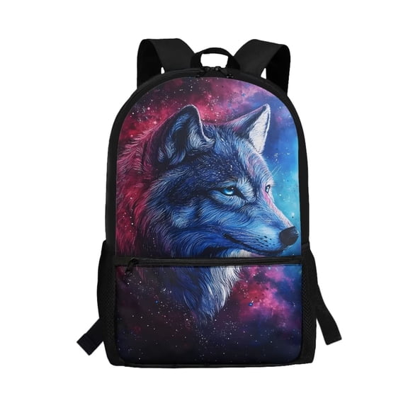 Uorisanigo Starry Wolf School Backpack for Girls Boys 17 inch Back to School Bag Casual Daypack Kids Children Lightweight Travel Sports Rucksack for Nursery Preschool Elementary