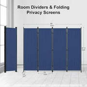 4 Panel 88 W Portable Room Dividers and Folding Privacy Screens Portable Wall For Office,Blue