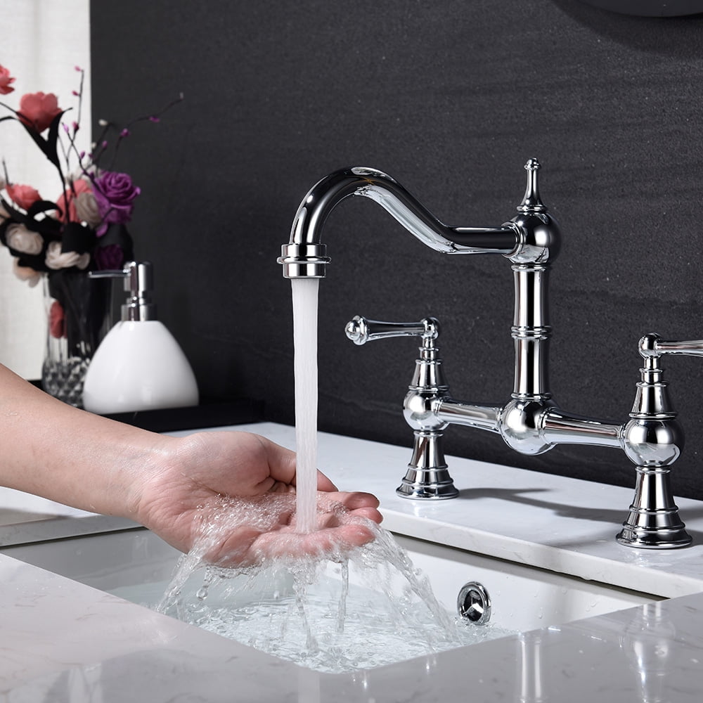 Hommoo Commercial 2-Handle Bathroom Sink Faucet, 2 Holes ...