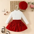thumbnail image 5 of Baby Girl Clothing Turtleneck Long Sleeve Top Suit Bow Skirt Beret Suit Winter Plus Velvet Skirt Suit, 5 of 11