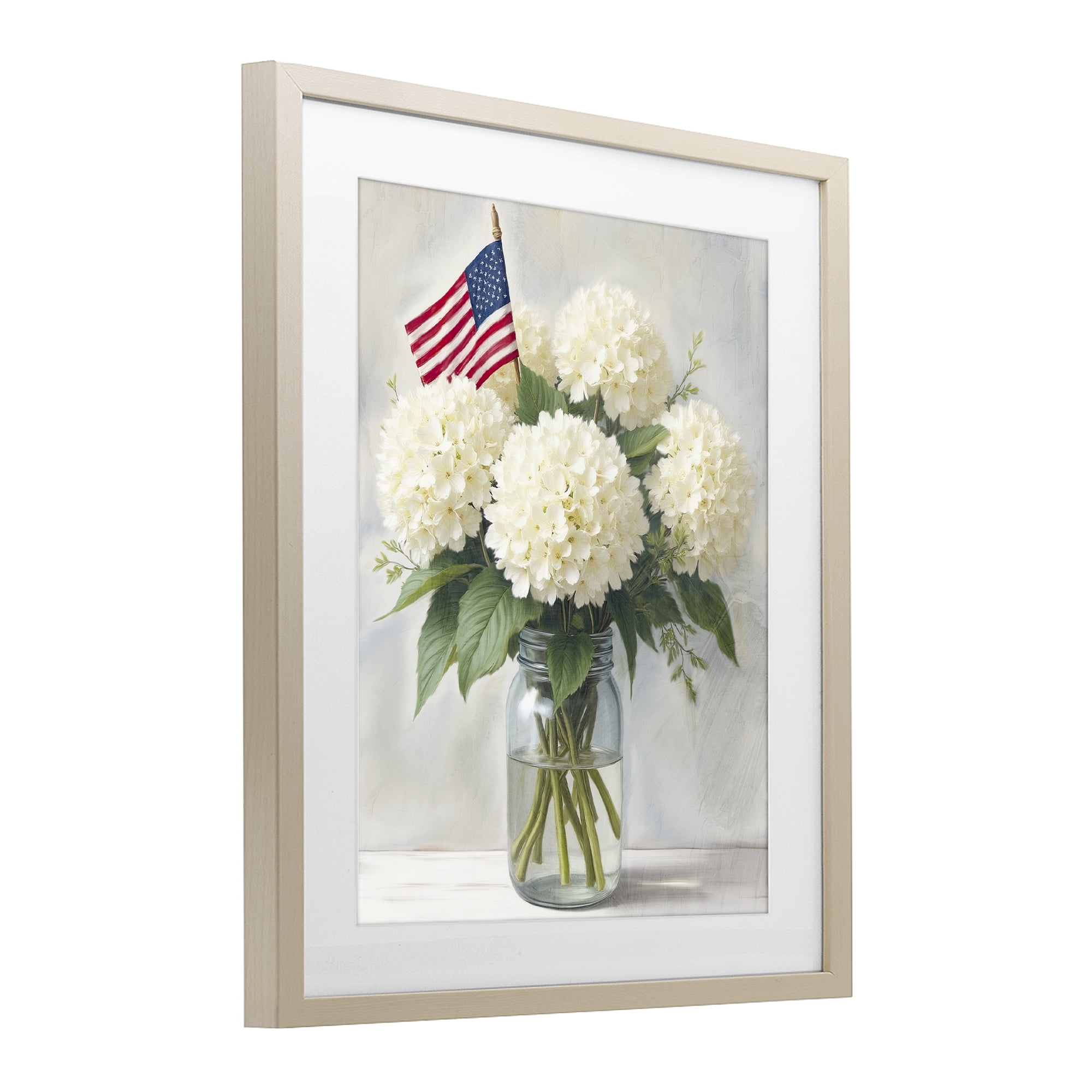 Stupell Industries Festive Patriotic Hydrangea Birch Framed Print Under Glass, design by Kim Allen
