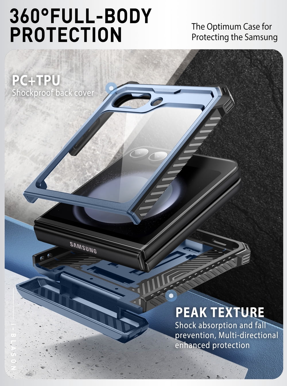 i-Blason Armorbox series for Samsung Galaxy Z Flip 6 / Flip 5 Case with Stand, [Built-in Screen Protector] [Hinge Protection] [Belt-Clip], Full-Body Protection Phone Case Cover, Tilt