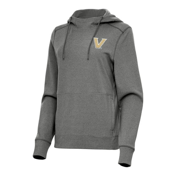 Women's Antigua Heather Black Vanderbilt Commodores Justice Pullover Hoodie
