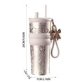 thumbnail image 2 of 24 oz Stainless Steel Tumbler with Lid & Straw - Insulated Leak-Proof Travel Mug, Aesthetic Embossed Coffee Cup, Professional Easter Holiday Gift for Women, Hot & Cold(Black), 2 of 4