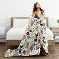 thumbnail image 5 of DouZhe Ultra-Soft Micro Fleece Lightweight Flannel Bed Blanket, Eye Strawberry Romantic Doodle Print Cozy Warm Throw Blankets, 50"x40", 5 of 7