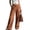 Brown, variant on Ninixx Womens Solid Color Button Zip Fly Pants Elastic Waist Straight Leg Pants with Patch Pockets