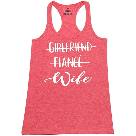 Shop4Ever Women's Girlfriend Fiance Wife Wedding Racerback Tank Top Large Red
