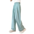thumbnail image 4 of Afdoent Girls Pants Loose Fit Wide Leg Pants For Girls Soft Crinkle Ice Silk Trousers Casual Bottoms Comfortable, 4 of 4