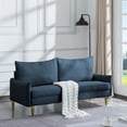 thumbnail image 2 of Liangfu Mid - Century Modern Upholstered Sofa with Gold Legs, Comfortable Loveseat for Living Room, Bedroom Blue, 2 of 8