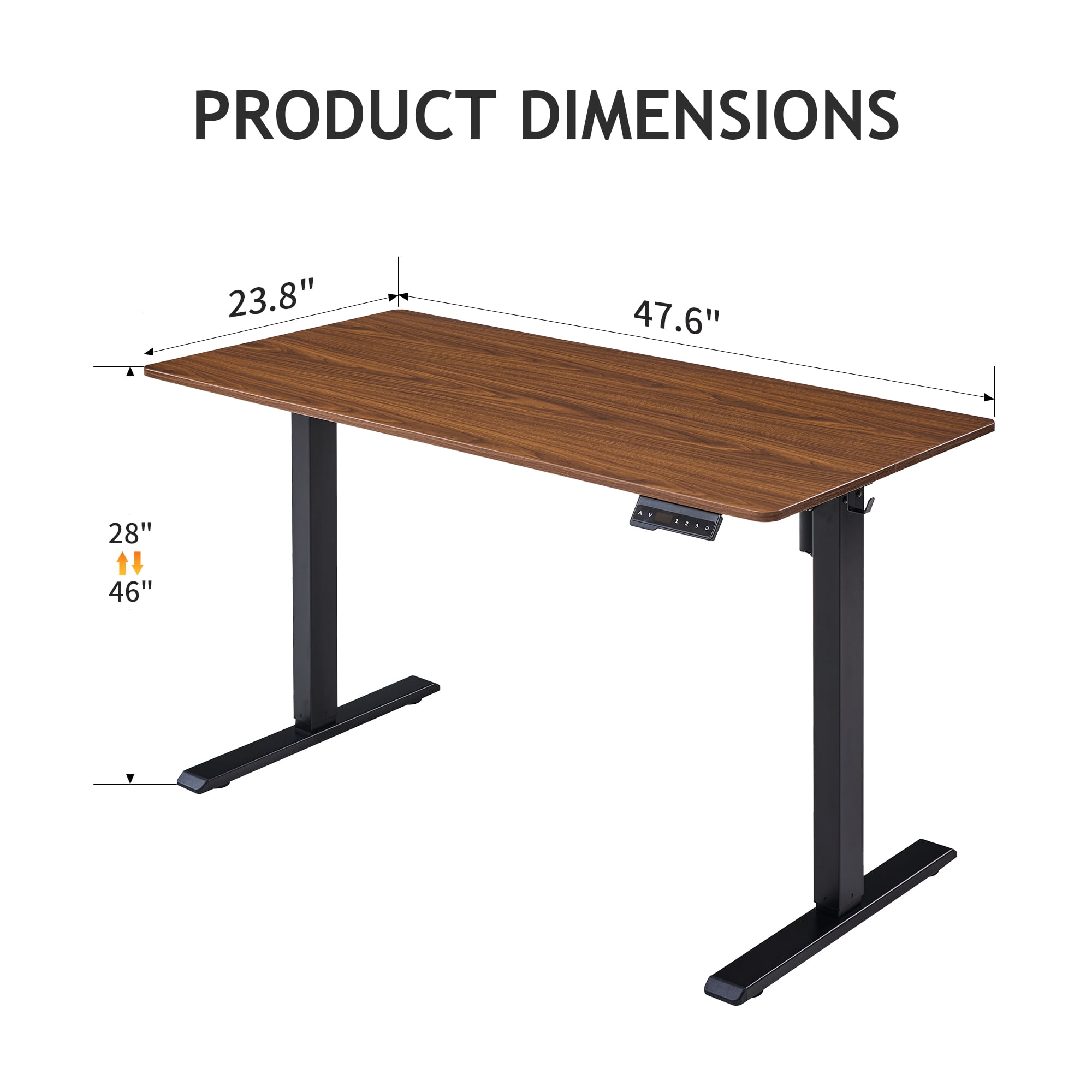 Tricora Electric Standing Desk, 48x 24 Inches Height Adjustable Desk, Sit and Stand Up, Ergonomic Rising Computer Table with Memory Preset, Dark Walnut