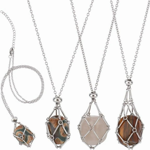 1 set 1 box 3pcs Necklace Holder 304 Stainless Steel Adjustable Empty Stone Charm Cages Necklace for Jewelry Making DIY Pendant Birthday Valentine's Day Gifts 45/60/70cm