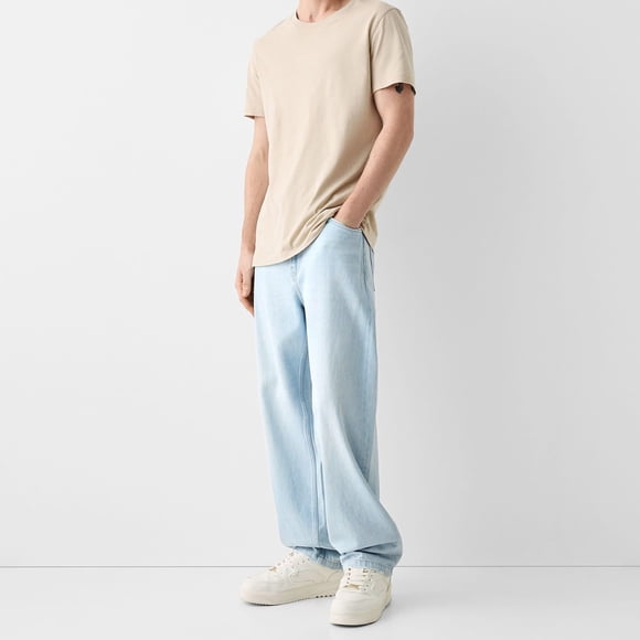 Loose Fit Jeans For Men Straight Leg Skater Low Rise Casual Stretch Denim Pants Streetwear Solid Color Outdoor Hiking Pants Fall 2025 With Pocket