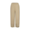 thumbnail image 5 of dmqupv Capris for Women With Pockets Women's Pants Linen Drawstring Back Elastic Waist Ankle Length Pants Khaki 4XL, 5 of 5