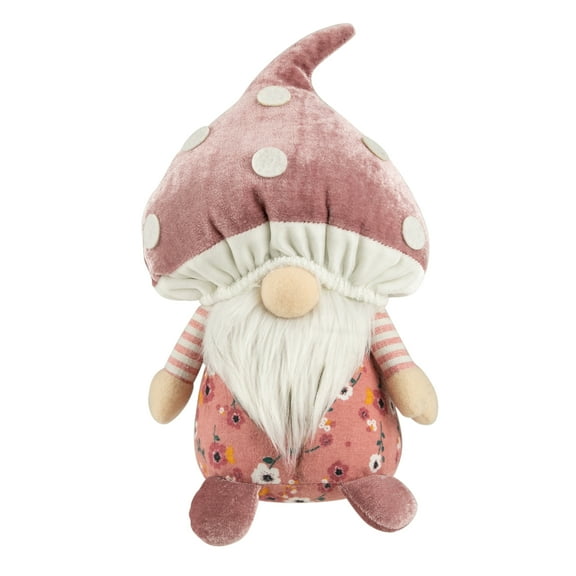 Northlight 10.5" Pink Springtime Floral Mushroom Gnome