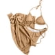 thumbnail image 2 of Traje de baño para mujer, bikini de color liso sin espalda con cordón y tirantes divididos, conjunto de tres piezas, trajes de baño para mujer, 2 of 5