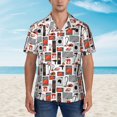 thumbnail image 4 of Balery Modern Life Print Men's Hawaiian Shirts Short Sleeve Beach Shirt Relaxed Fit Vacation Button Down Shirts-Large, 4 of 8