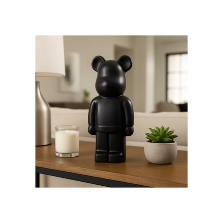 Elegant Bear Figurine Statue for Home Decor Styling - Modern Decorative Sculpture Perfect for Office Living Room or Shelf - Perfect Ornament for Bathroom or Coffee Table Decor - 12 Black