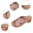 thumbnail image 4 of Rokment Orthopedic Mules Dressy Sandals for Women Ladies Summer Fashion Casual Leather Open Toe Platform Chunky Block High Heels Comfortable Arch Support Walking Dress Slip on Slides Khaki Size 6.5, 4 of 6